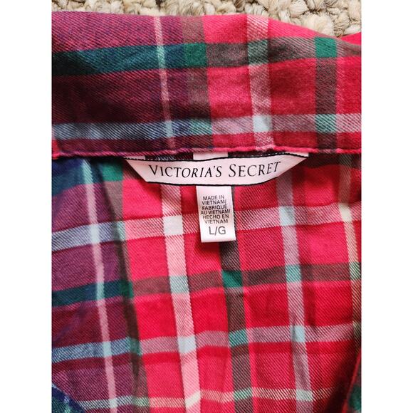 Victoria's Secret Large Red Plaid Pajama Set Lightweight Cotton Modal Fabrics - Picture 3 of 3